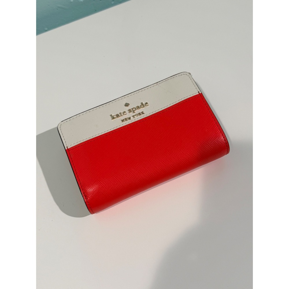 Kate Spade New York Colorblock Saffiano Leather Bifold Wallet Red White Navy View 2